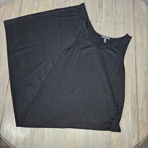 Eileen Fisher Womens S Black Sleeveless Maxi Dress Minimalist Casual Stretch